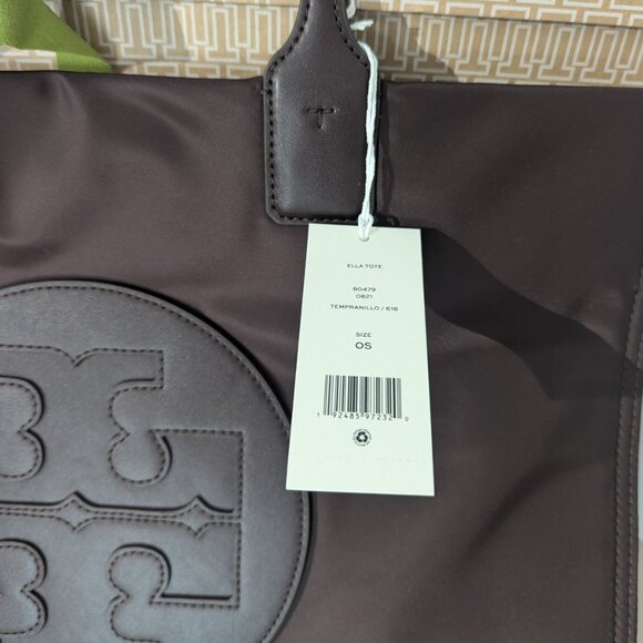Tory Burch NWT LARGE Ella Tote Bag Burgundy TEMPRANILLO - Picture 11 of 13